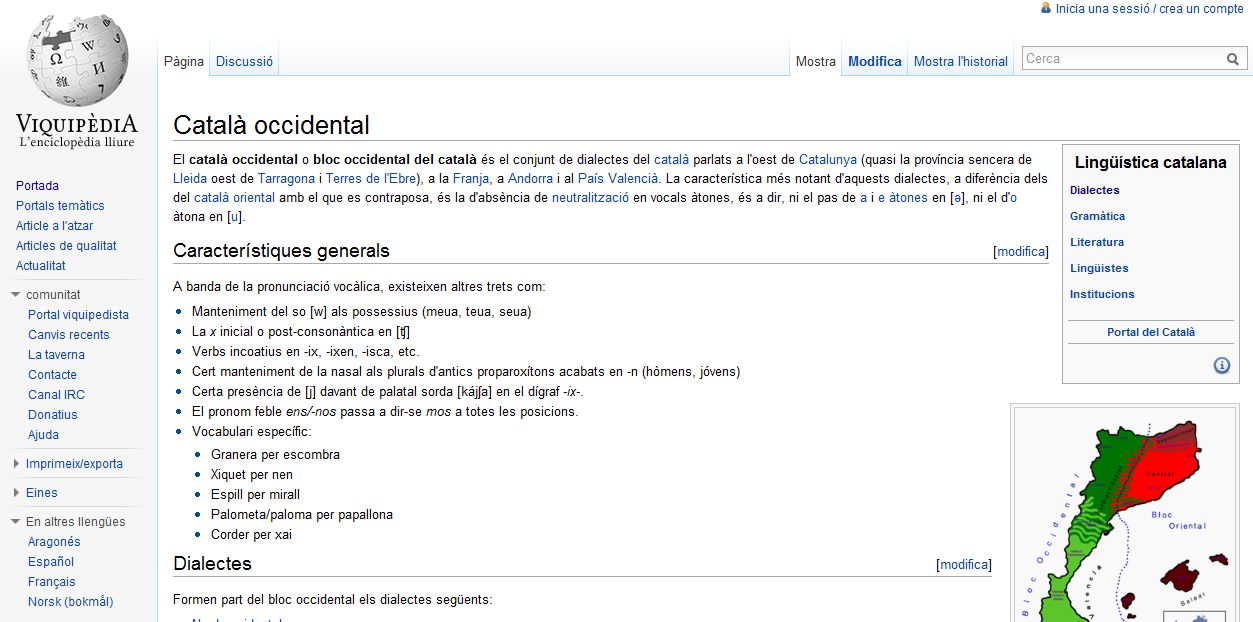 Català occidental - Viquipèdia | Recurso educativo 34195
