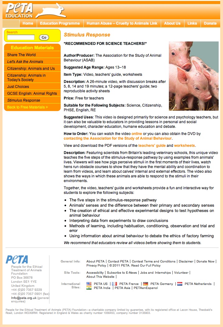 Peta Education: Stimulus Response | Recurso educativo 39372